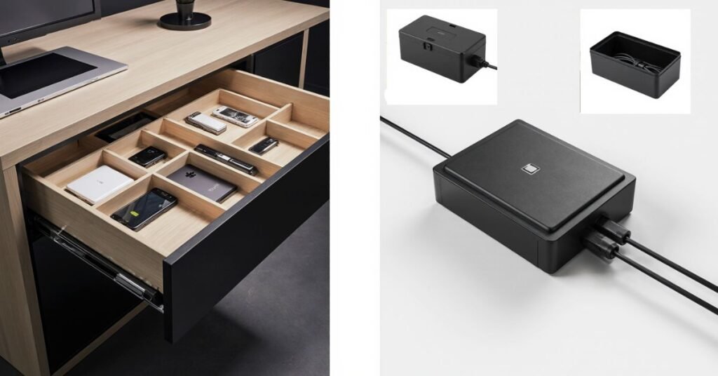 charging docking drawer cable organiser box