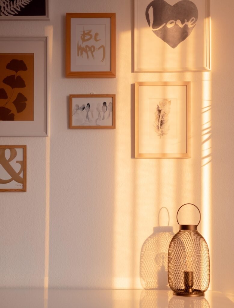 frames, decoration, sunlight, sunset, light, nature, wall, interior, home