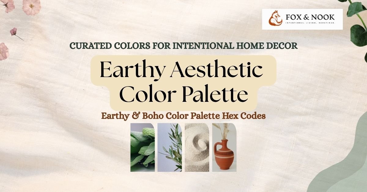earthy color palette for boho, natural, earthy home decor style